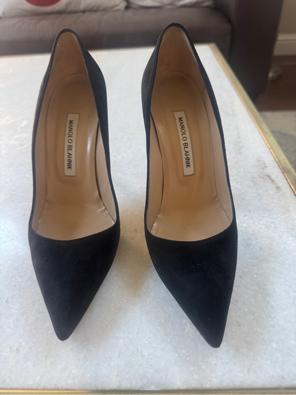 Manolo Blahnik Black Suede Pointed Toe Stiletto Pumps